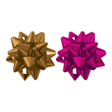 Набор бантов 8см  2шт Звезды, металлик, ассорти