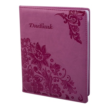 Дневник школьный Alingar 1-11 кл., 48л., 7БЦ, иск. кожа, поролон, тиснение, закругленные углы,  лиловый, "Flower-2"