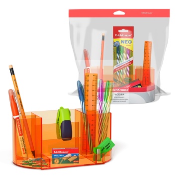 Набор настольный пластиковый ErichKrause Виктория, Неон, оранжевый