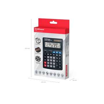 Калькулятор настольный 12-разрядов ErichKrause DC-4512 Classic, черный (в коробке по 1 шт.)