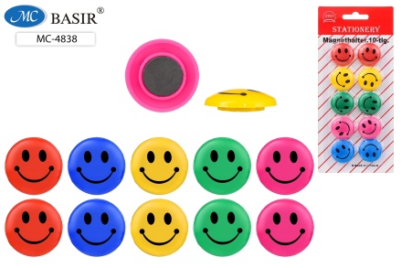 Магниты цветные, круглые. СМАЙЛИКИ. 10 шт. 30 mm