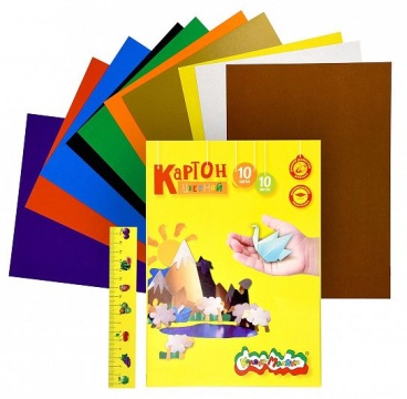 Картон цв. А4 10цв. 10л. немелов. Каляка-Маляка 3+