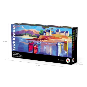 Краски акриловые ErichKrause Art Spirit 18 цветов по 20 мл (в коробке 18 шт)