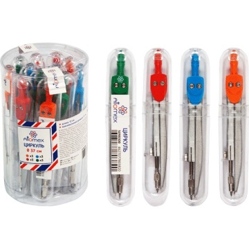 Циркуль металл. Attomex, в пласт.футляре,120мм ассорти