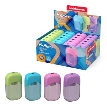 Точилка пласт. с контейнером 1 отв. S-Sharp, ассорти