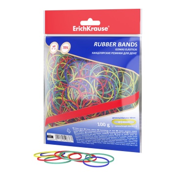 Канцелярские резинки для денег ErichKrause диаметр 40 мм/длина 60 мм, ассорти (в zip-пакете с европо