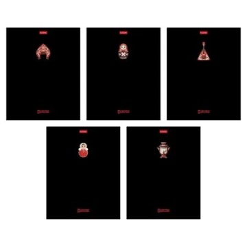 Тетрадь А5 48л кл. Hatber "Русский стиль" обл.мел.картон, мат.лам., 3Dлак, 5 диз.в спайке