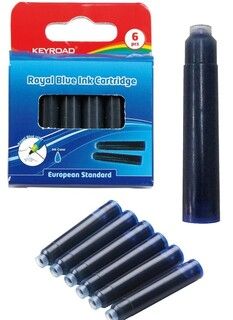 Картридж KEYROAD для перьевой ручки син., 6шт
