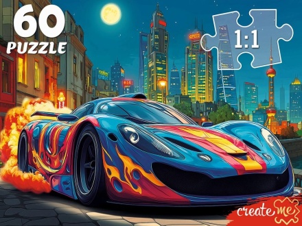 Пазлы   60 элементов  237*330мм. "Ночной автомобиль"