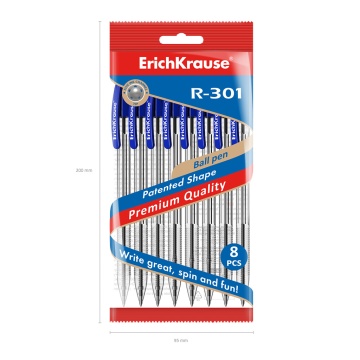 Набор из 8 ручек шариковых автоматических ErichKrause R-301 Matic Classic 1.0, цвет чернил синий (в