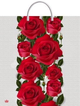 Пакет 44*40см (100мк) с пластиковой ручкой "Волшебные розы" ПВД*