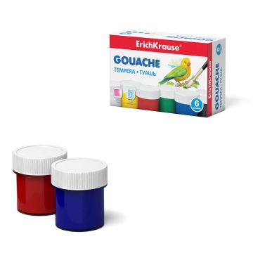 Гуашь ErichKrause 6 цветов по 20 мл (в коробке 6 шт)