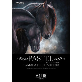 Бумага для пастели A4 (210x297 мм) "deVENTE" черная, 120 г.м², 10 л, в пластиковом пакете с европодвесом