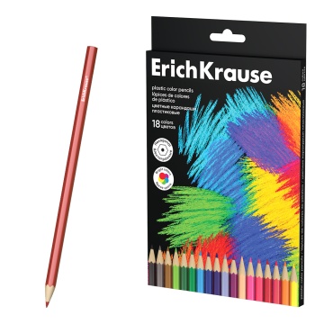 Цветные карандаши пластиковые ErichKrause Черная серия шестигранные 18 цветов (в коробке с европодве