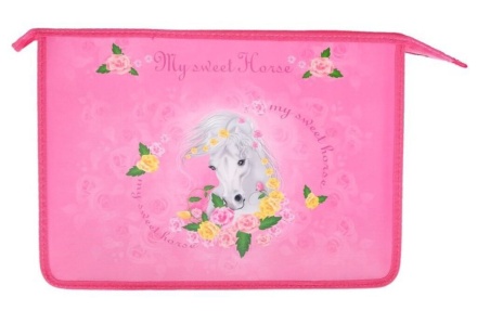 Папка д/труда А4 (335*240*85) 2отд. молния сверху, пластик/ламинат "Прелестная лошадка"