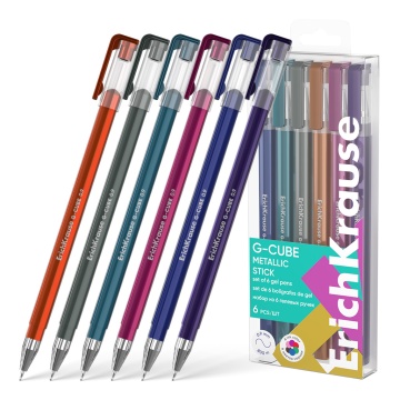 Набор гелевых ручек EK G-Cube Stick Metallic 6цв. 0,5мм