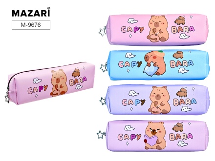 Пенал. На молнии. "КАПИБАРА". 20*4*6 см. Полиуретан. 4 дизайна