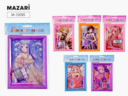 Мозаика алмазная. АНИМЕ. 13,5*23,5 см. Картонная основа. Частичн.выкладка. 6 дизайнов а ассортименте