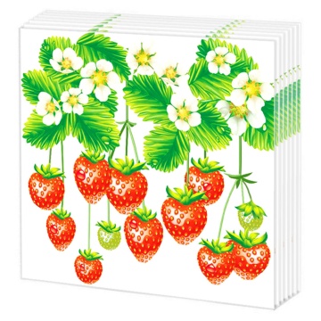 Салфетки бумажные 50л. 24*24см Земляника, 1слой