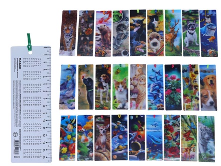 Закладка для книг с эффектом 3D, с лентой, 16х5.5см, ассорти 27 дизайнов