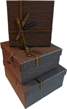 Набор подарочных коробок  3в1 с бантом, шоколад 15*15*6.5, 17*17*8, 19*19*9.5см