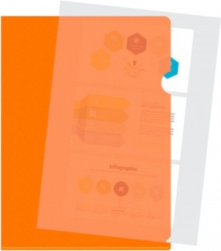 Папка уголок Бюрократ Double Neon DNECOR A4 пластик 0.18мм оранжевый