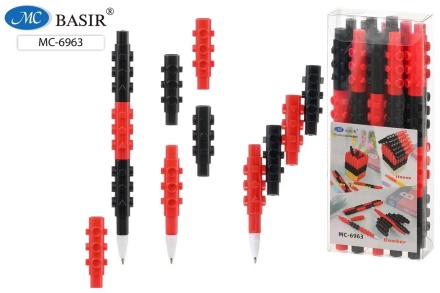 Ручка "Конструктор" синяя 0.5.60мм корпус черный.красный 4 детали