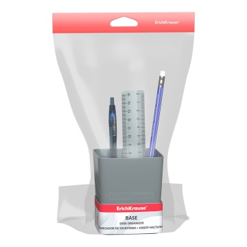 Набор настольный пластиковый ErichKrause Base, Ice Metallic, серебряный