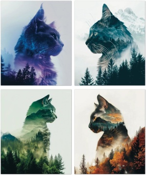 Тетрадь А5 48л кл. Полином "Лесные коты" ВД-лак