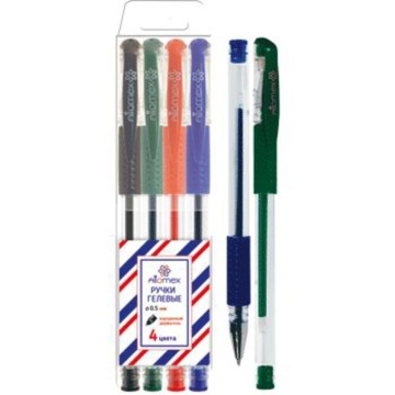 Набор гелевых ручек Attomex 4 цв., 0,5мм, в пласт.кор.
