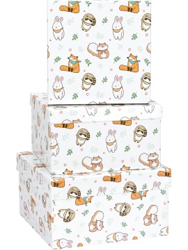 Набор подарочных коробок  3в1 "Лесные зверьки" 19,5*19,5*11см-15,5*15,5*9см