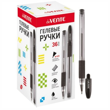 Ручка гелевая deVENTE 0,5мм, каучук. держат., черная