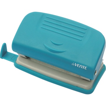 Дырокол deVENTE  10 лист, пластик, линейка, голубой НЕОН