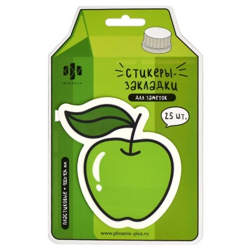Закладки с липким краем (100*104мм) 1 цв, по 25л. "Яблоко" пластиковые