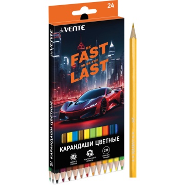 Карандаши цвет. 24цв deVENTE Fast Or Last  2М, шестигранные