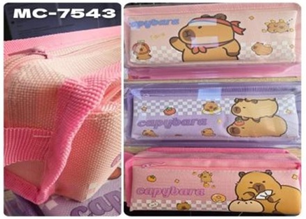 Пенал школьный. "КАПИБАРА". 21*8*5,5 см. Текстиль, 2 кармана на молнии, цв. с рисунком. Ассорти