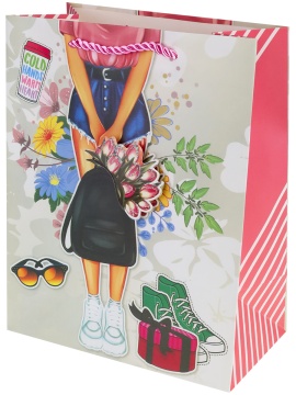 Пакет подар. бумажн. 26*32*10 см, 210гр/м2  Летний пикник 3Dэлем.