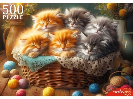 Пазлы  500 элементов  480*330мм. "Спящие котята"