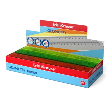 Линейка пластик 20см "Neon" тонированный ассорти (3диз) с единицами измерения