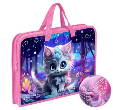 Папка для тетрадей. А4. На молнии. С ручками. "КОШЕЧКА ФЭНТЕЗИ"