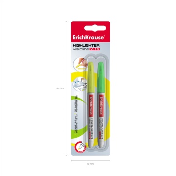 Набор из 2 текстмаркеров ErichKrause Visioline V-15 Neon, цвет чернил: желтый, зеленый (в блистере)