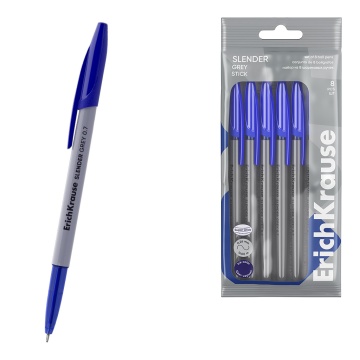 Набор из 8 ручек шариковых ErichKrause Slender Stick Grey 0.7, Super Glide Technology, цвет чернил