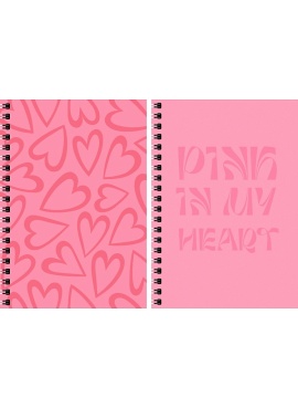 Набор блокнотов 2шт. А5  48л гребень "Розовые сердечки" клетка, + наклейки