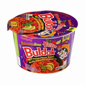 Лапша быстрого приготовления со вкусом жгучей курицы хабанеро с лаймом "SAMYANG" 110гр./банка