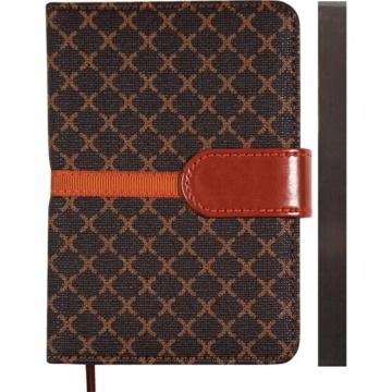 Записная книжка А7  80л. "Chelsea" коричневая, иск.кожа, тв. обложка, ляссе, клетка, магн. застежка