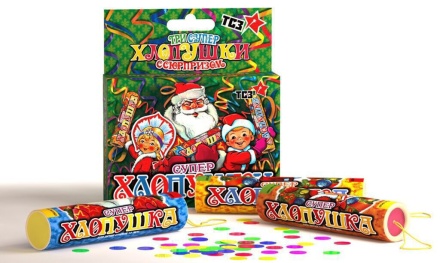 Набор хлопушек "Супер" 80*105мм разноцветное конфетти 3шт/уп