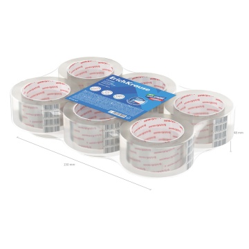 Набор из 6 клейких лент упаковочных ErichKrause Clear, 48mmх50m, прозрачный (в пленке)