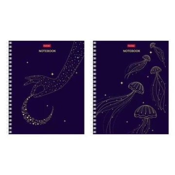 Тетрадь А5 80л кл. гребень Hatber "Золотая магия" мат.лам., 3D фольга, 2диз.в блоке, белизна 100%