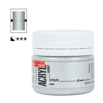 Краска акрил. "Акрил-Хобби" 20 мл, металлик, серебро