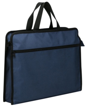 Папка - портфель А4 2 отд. на молнии ткань синяя